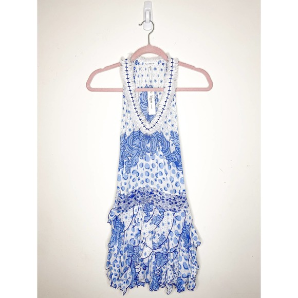 Poupette St. Barth Beline Blue Printed Mini Dress Size XS - Picture 3 of 8